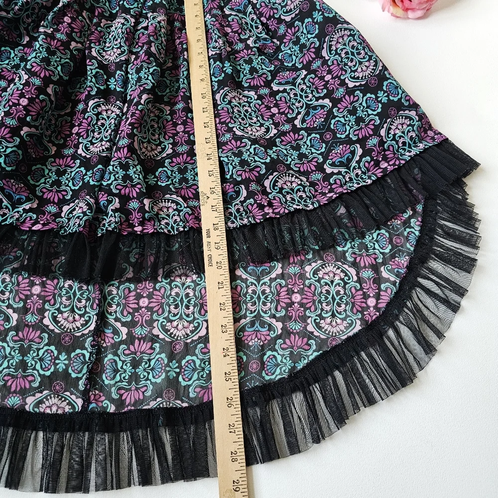 Disney Descendants 2 Skirt Evie Inspired Hi-Low Tulle Hem Floral Big Girl Size L